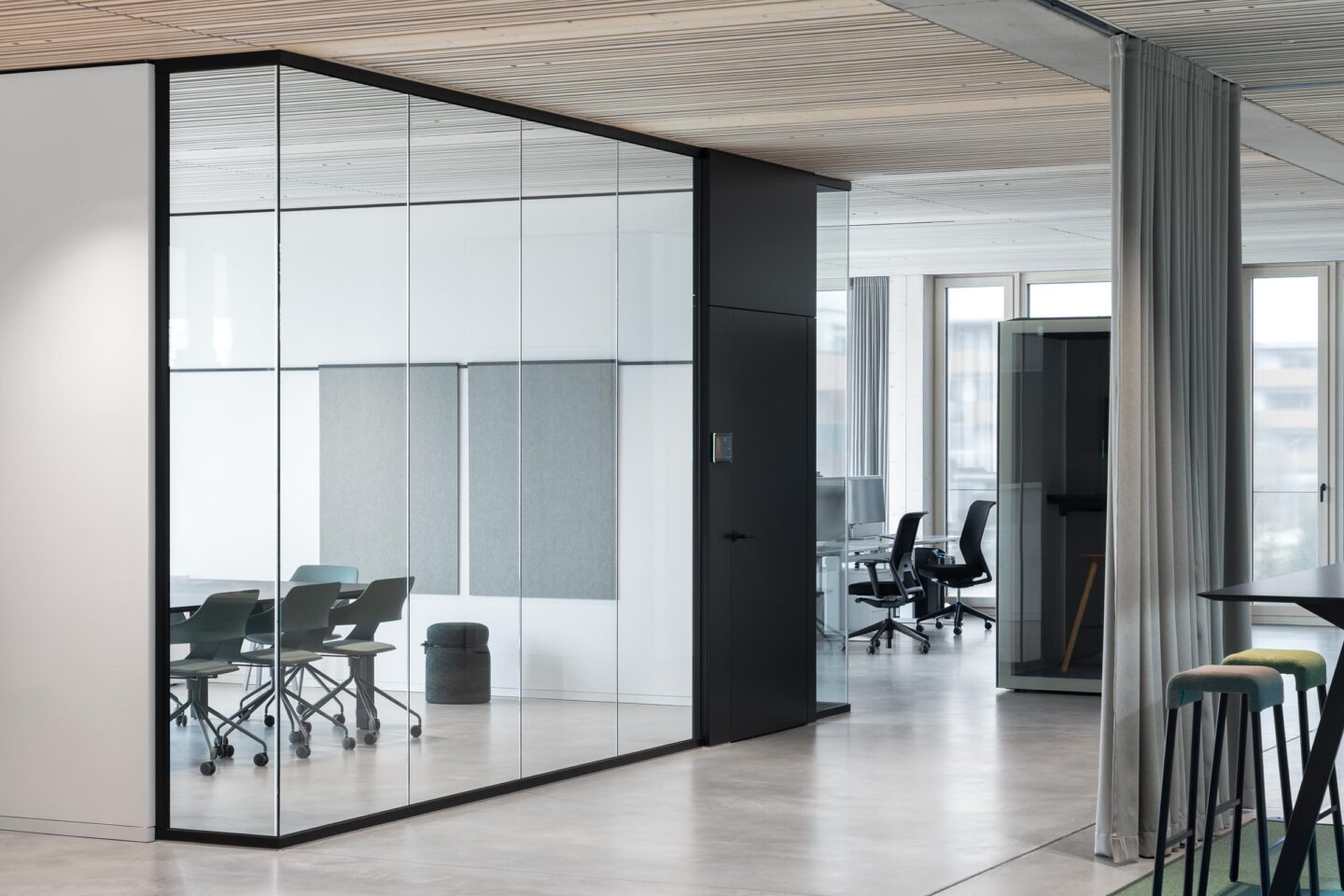 Nething Architects | open plan office with rooms build with glass walls